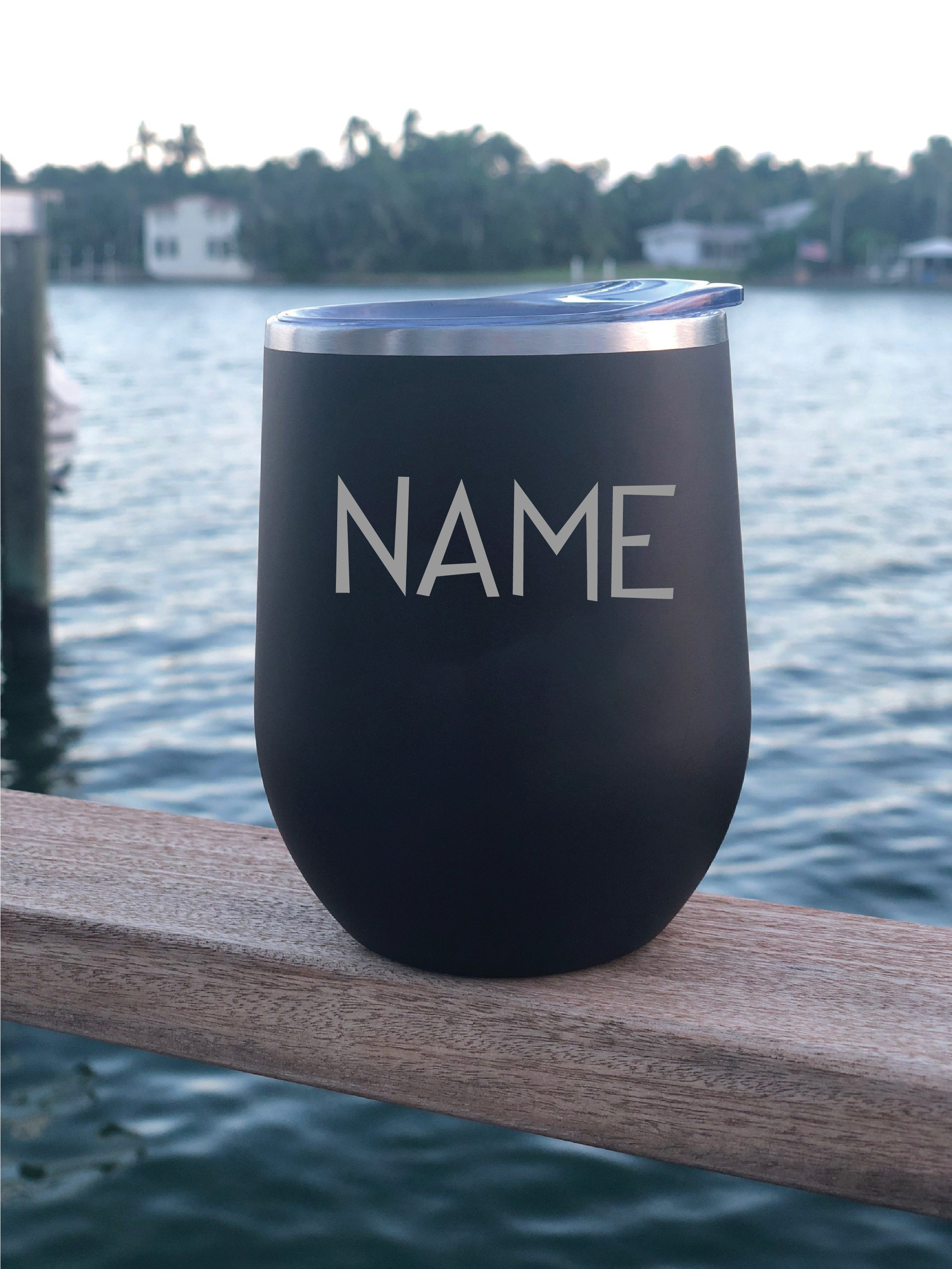 Black Custom Name Personalised Vacuum Insulated Stainless Steel Tumbler 